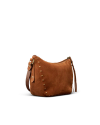 Quarterfront view of Slouchy Shoulder Bag - Saddle on plain background