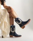 View of The Jolene - Atlantic Blue/Chambray Cowhide