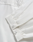 Closeup view of Women's L/S Embroidered Cotton Popover Top - White