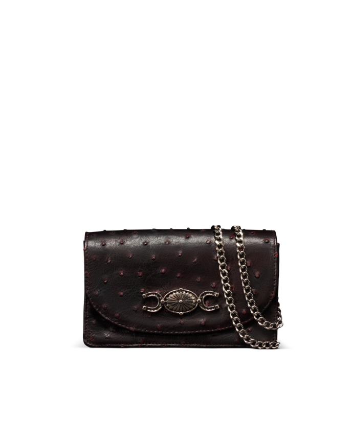Front view of Concho Chain Crossbody - Black Cherry on plain background