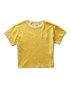 View of the Women's Vintage Ringer in the color Golden Yellow/tan with an on white background. 