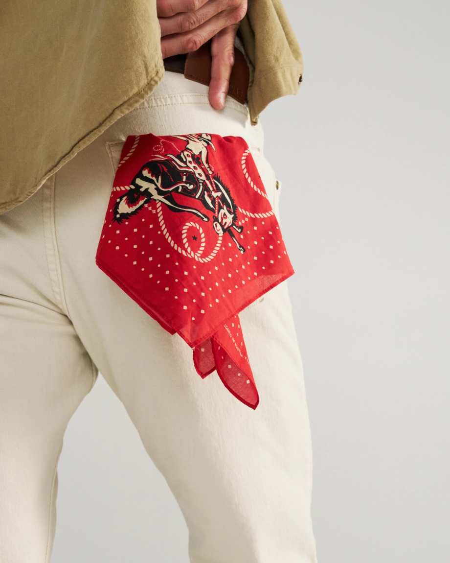 View of Bucking Bronco Bandana - Red