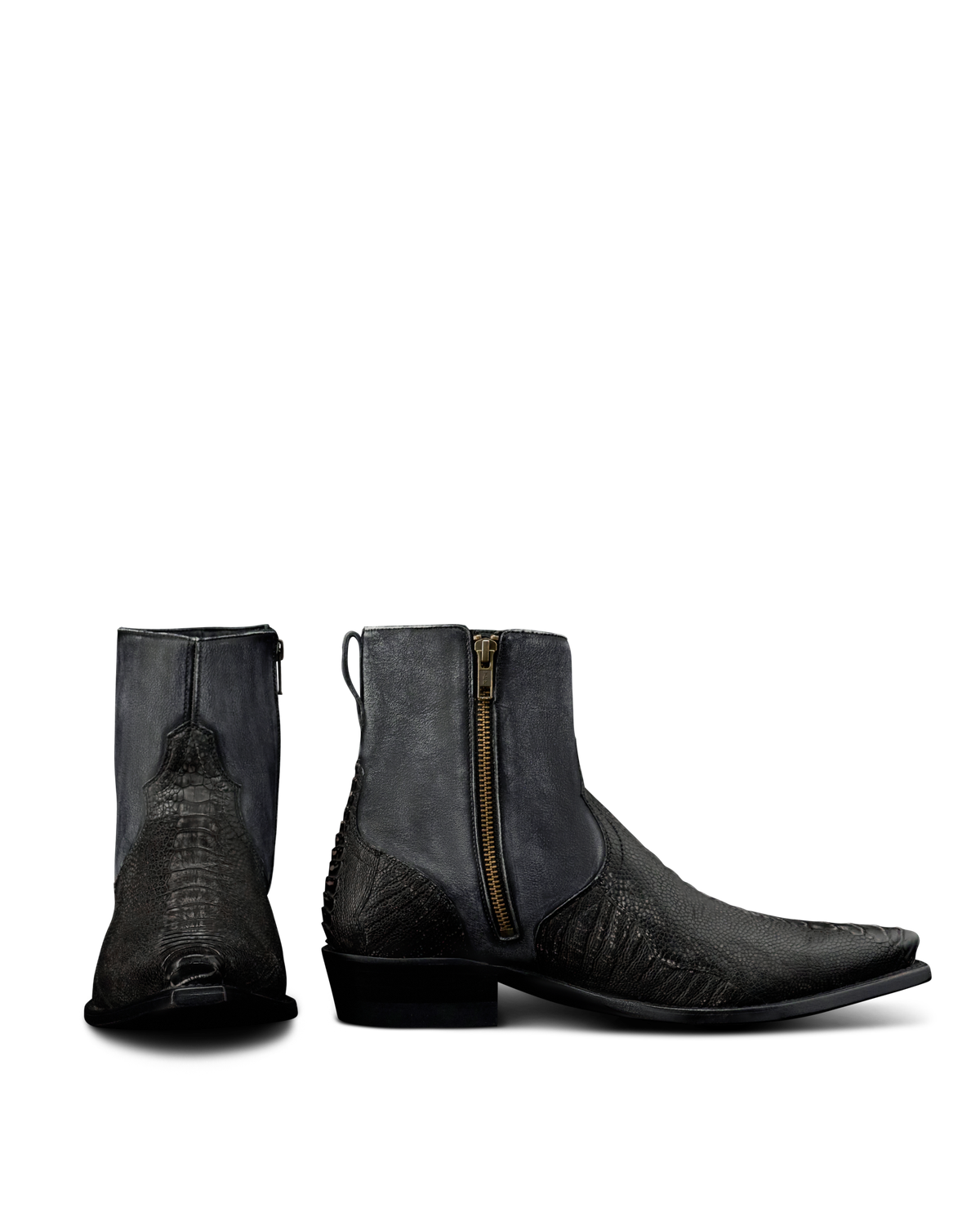 The Blaze Men's Zip Boot - Gray ostrich leg | Tecovas
