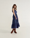 Full view of Women’s Bandana Midi Skirt - Navy on model