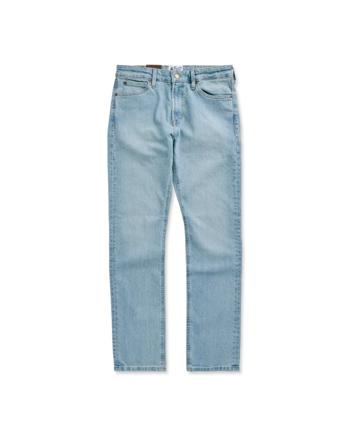 Front view of Men's Slim Stretch Denim - Light Stone Wash on plain background