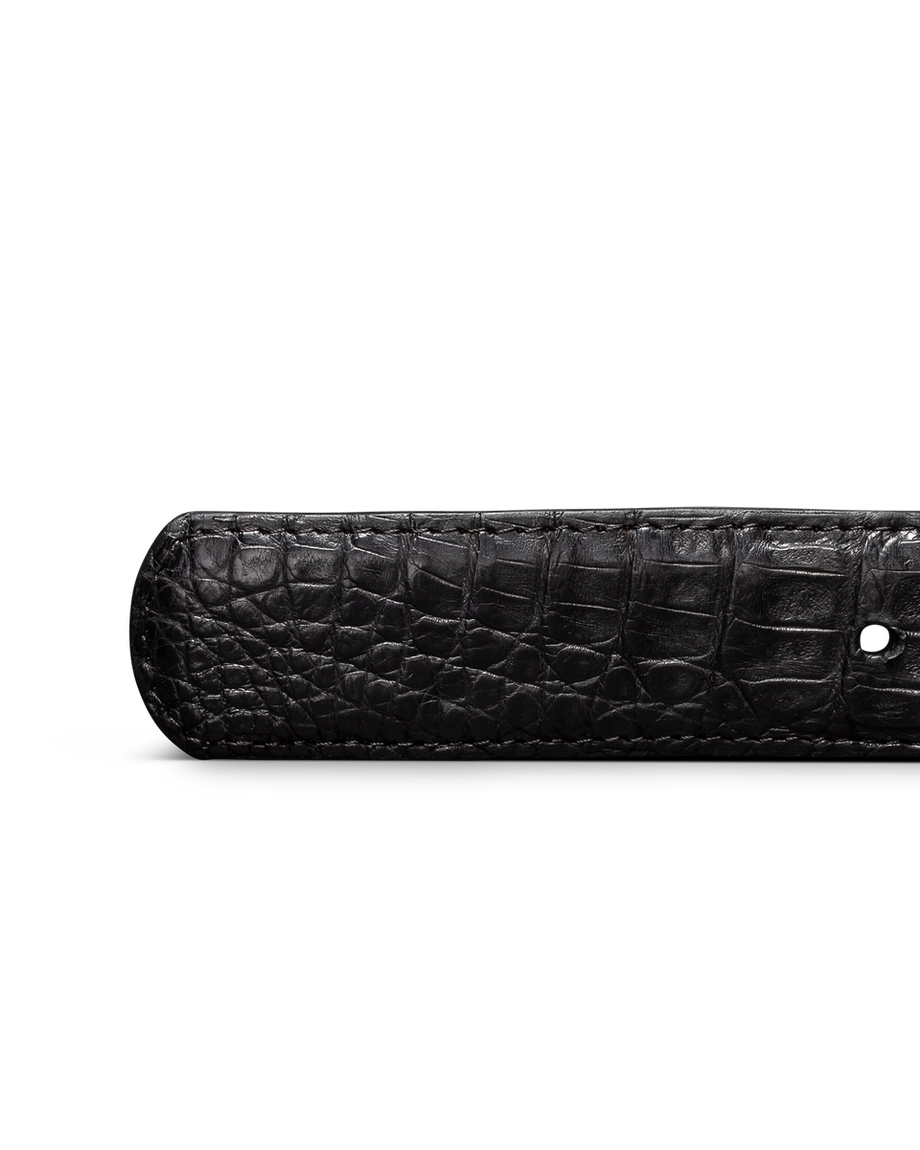 Closeup view of Men's Caiman Belt - Midnight