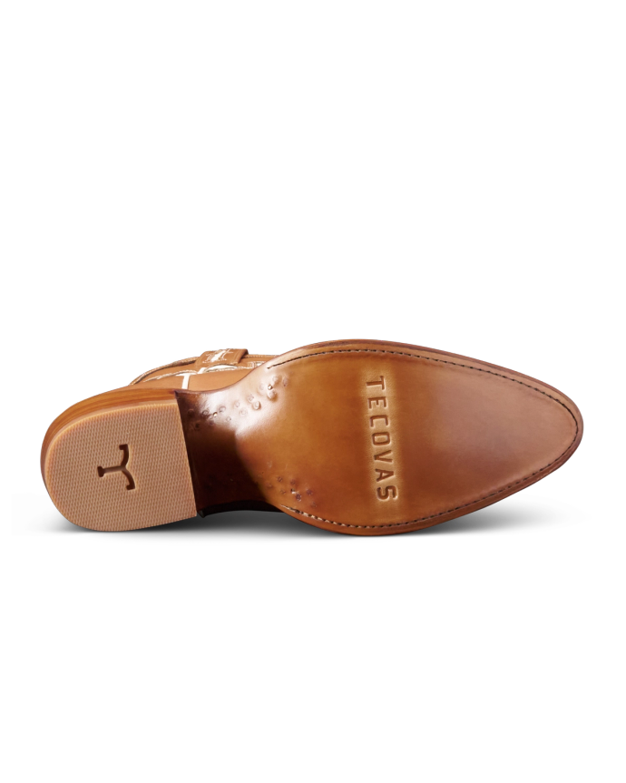 Sole view of The Jolene - Caramel / Bone on plain background