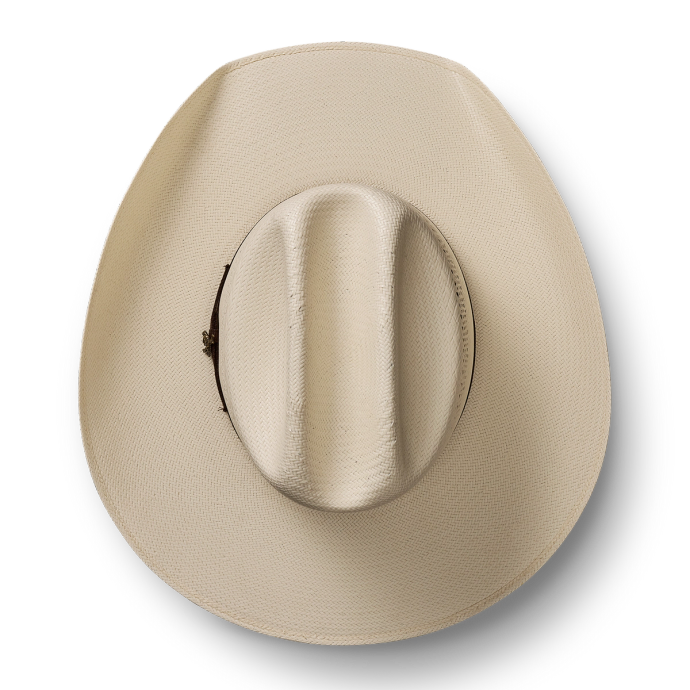 Top view of Cattleman Straw Cowboy Hat - Natural on plain background