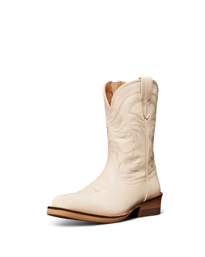 Quarterfront view of The Annie Toddler - Bone on plain background