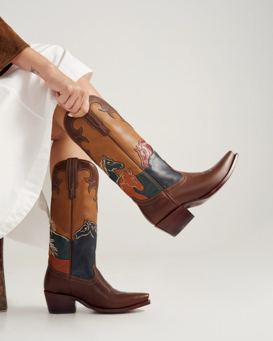 View of The Annie Wild Horses - Multi Cowhide