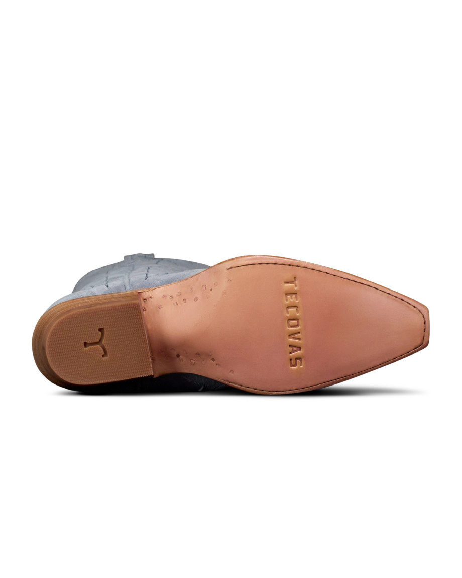 Sole view of The Loretta - Chambray Suede on plain background