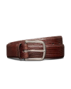 Unbuckled view of Men's Lizard Belt II - Hazelnut on plain background