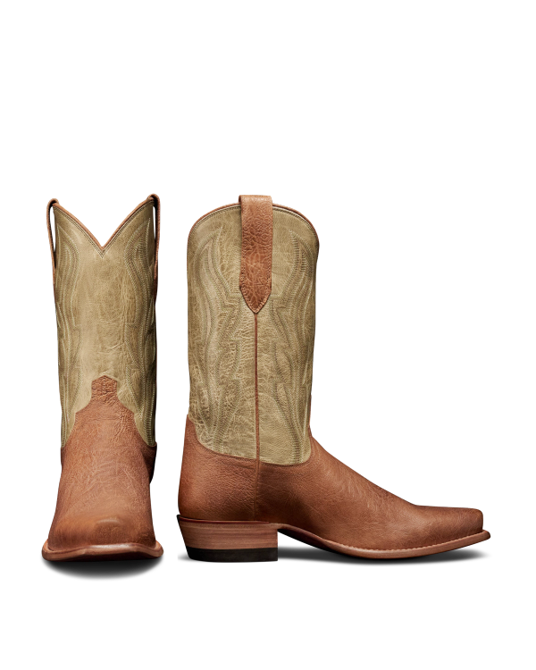 Pair view of The Warren - Tumbleweed / Light Sage Calfskin on plain background