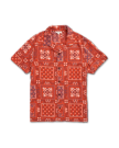 Front view of Men's Lakeside Camp Shirt - Terracotta/Multi on plain background