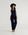 Full view of Women's Corduroy Vest - Navy on model