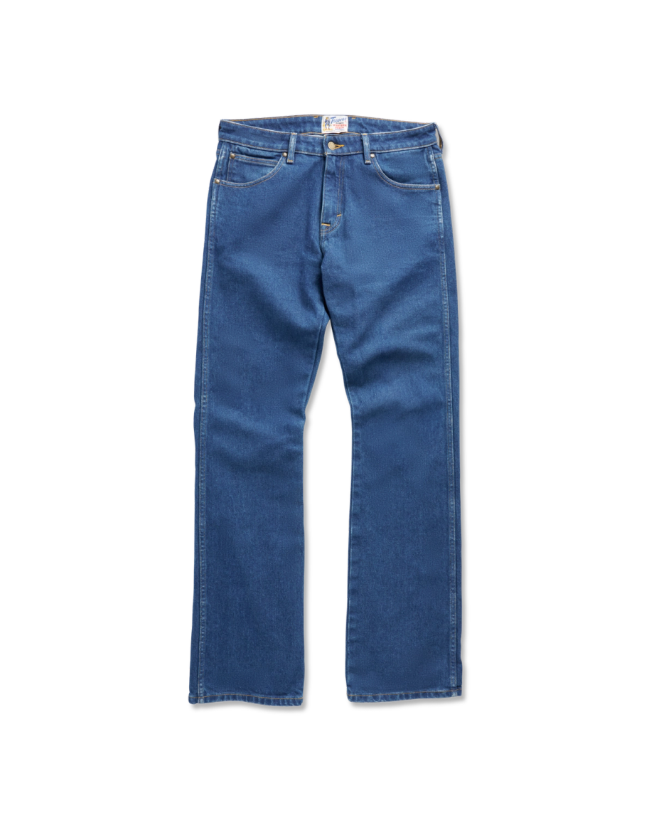 Front view of Men's Modern Bootcut Heritage Denim - Medium Blue on plain background