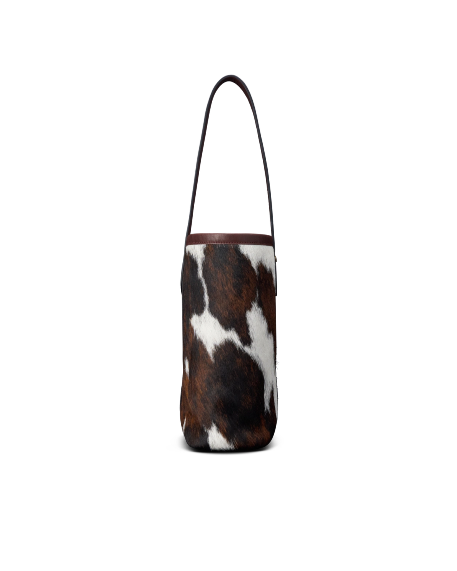 View of Wine Tote - Brown Multi