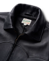 Closeup detail view of Men's Western Leather Moto Jacket - Black