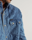 Closeup detail view of Men's Quilted Denim Shacket - Medium