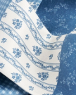 Closeup view of Patchwork Ribbon Scarf - Blue/White