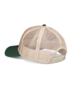 Quarterback view of Yee Haw 5 Panel High Pro Trucker - Green / Khaki on plain background