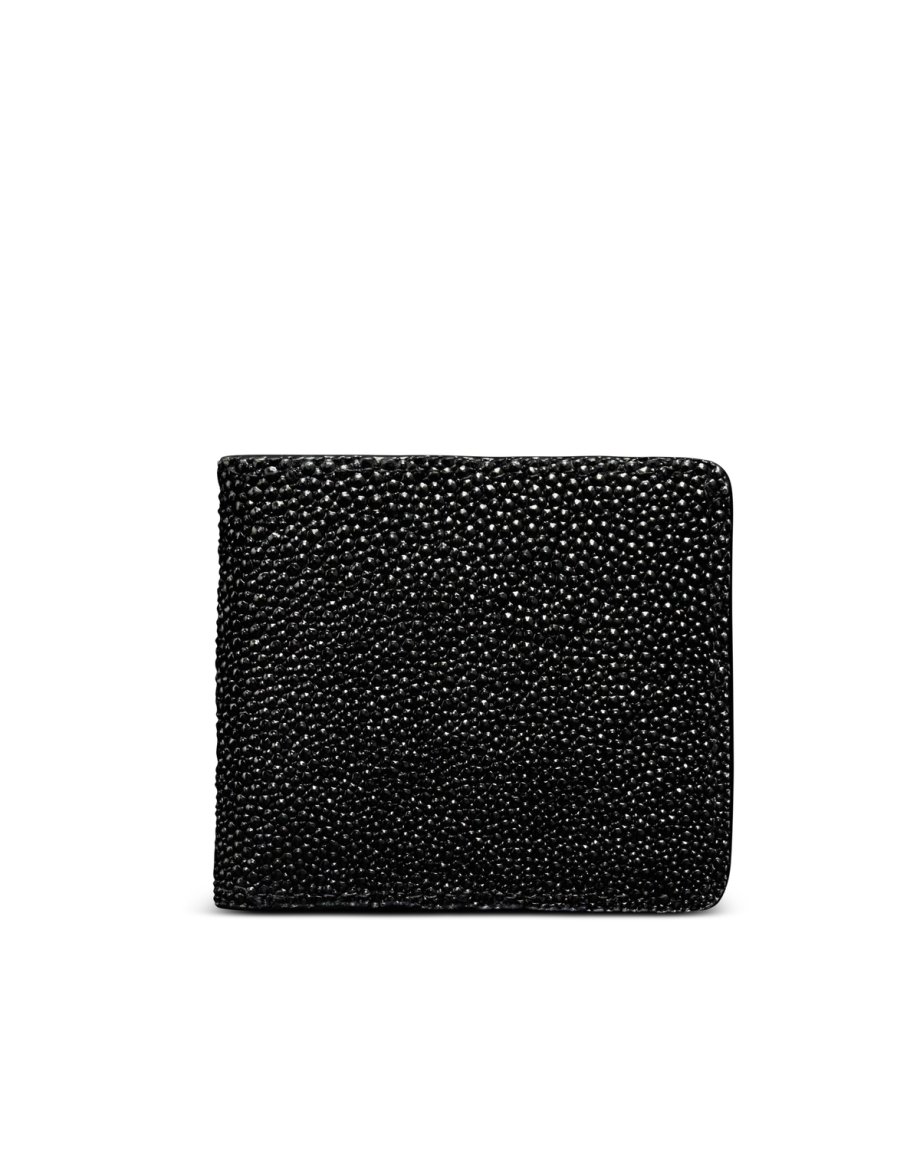 Front view of Men's Stingray Billfold - Jet Black on plain background