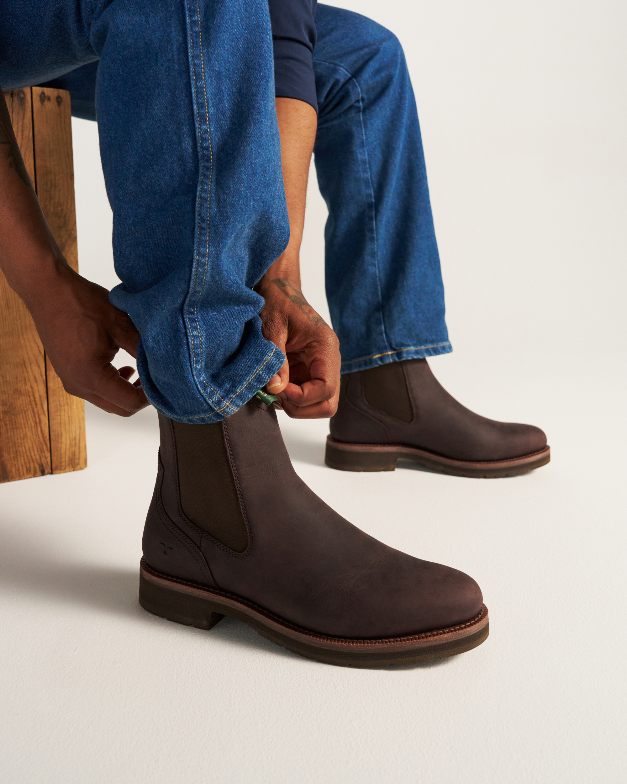 View of The Rugged Chelsea - Umber Cowhide