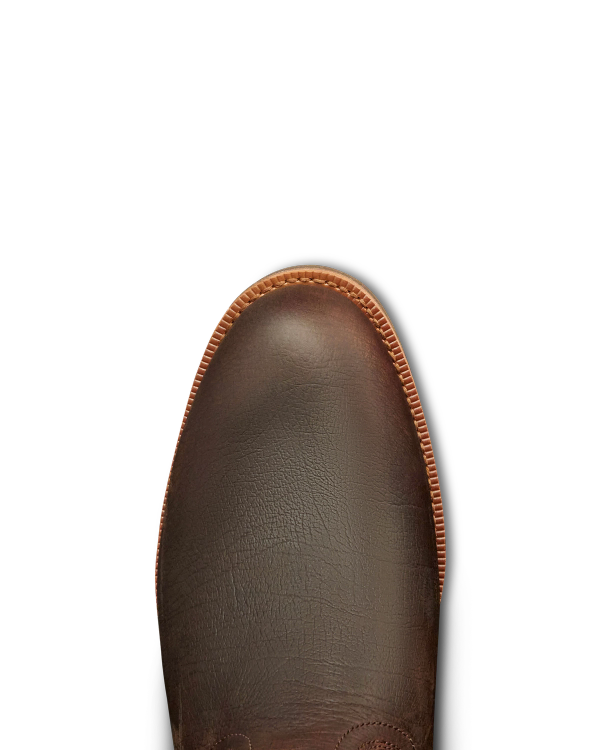 Toe view of Tecovas x Mossy Oak Snake Boot - Full Foliage Cowhide on plain background