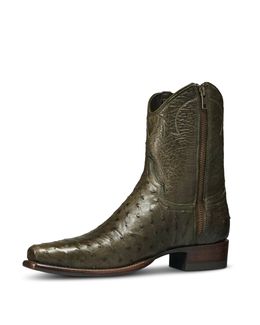 トレヴァ－・ブラウン The Jack in Dark Forest Ostrich - Men's Zip Boot | Tecovas