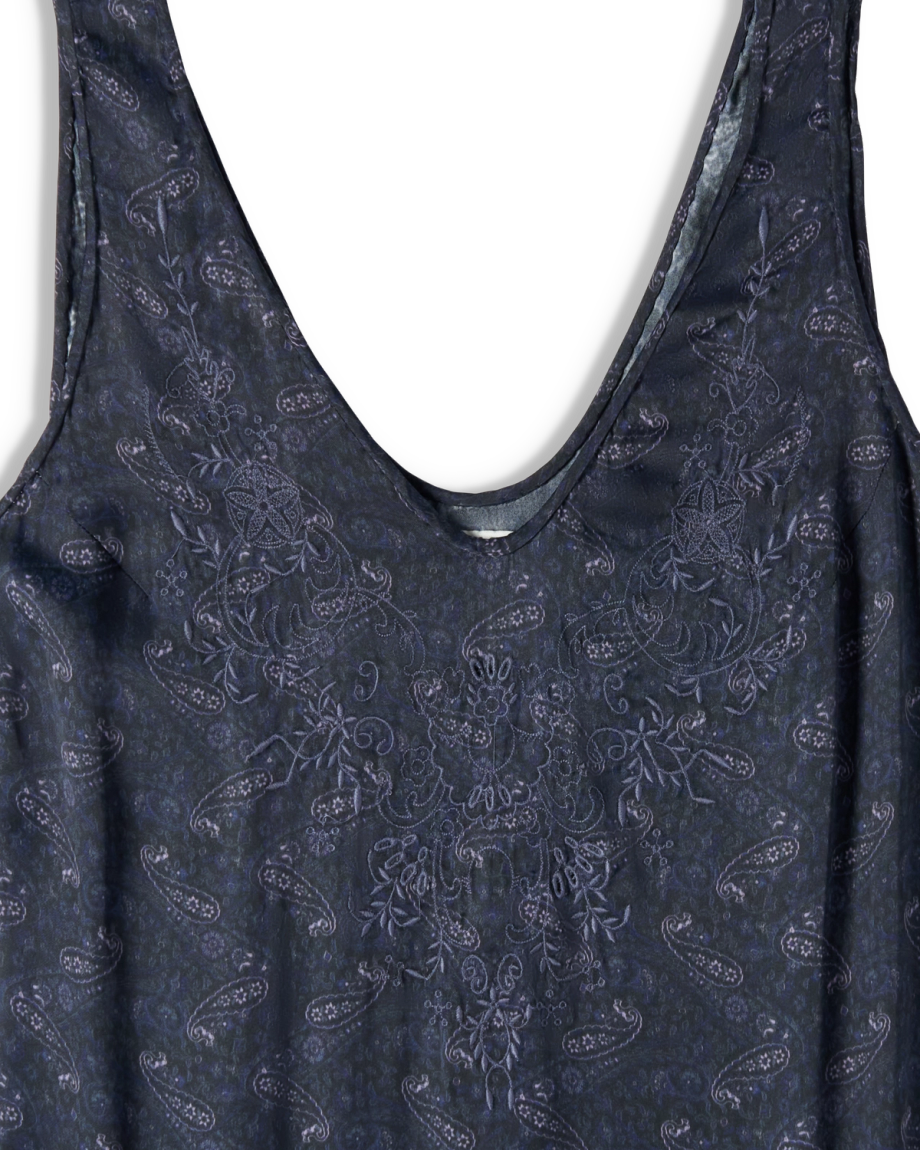 Closeup detail view of Women's Embroidered Slip Dress - Eclipse