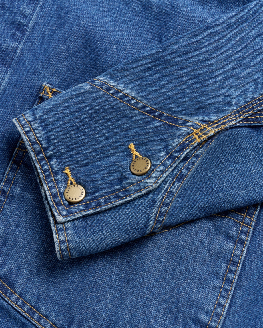 Closeup view of Men's Denim Chore Jacket - Medium