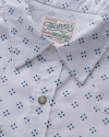 Closeup detail view of Men's Flying-T Foundation Weight Short Sleeve Pearl Snap - White/Navy Ditsy Floral