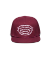 Profile view of Vintage Rope Five-Panel High Profile Trucker - Crimson on plain background