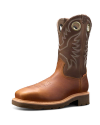 Quarterfront view of LongHaul Waterproof Square Composite Toe Work Boot - Saddle / Fossil on plain background