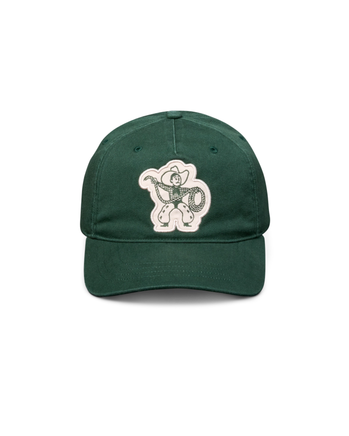 Front view of Cowboy Patch Trucker - Green on plain background