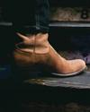 Man wearing the Spice Roughout Suede Gregory Thomas Rhett  cowboy boots