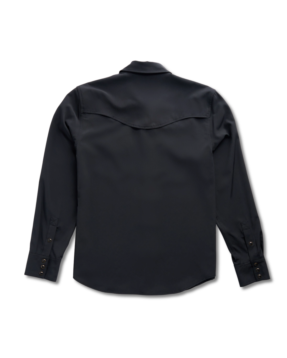 Closeup detail view of Men's Performance Western Pearl Snap LS - Classic Fit - Black