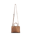Front view of Mini Metallic Satchel - Copper Cowhide on plain background