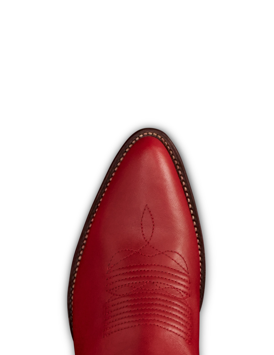 Toe view of The Abby - Crimson on plain background