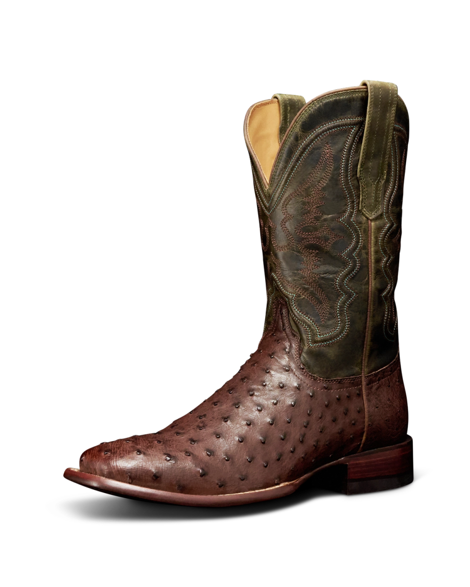 Quarterfront view of The Emmitt II - Tobacco Ostrich on plain background