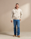 Full view of Men's Old School Hoodie Sweatshirt - Oatmeal Heather on model