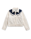 Front view of Women's Dolly Jacket  - Blue / White on plain background