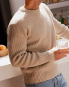 View of Men's Crew Neck Desert Sweater - Bone Heather