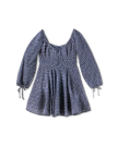 Front view of Women's L/S Mini Dress - Navy / Bone on plain background
