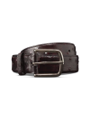 Unbuckled view of Men's Ostrich Belt II - Black Cherry on plain background