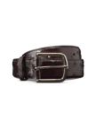 Unbuckled view of Men's Ostrich Belt II - Black Cherry on plain background