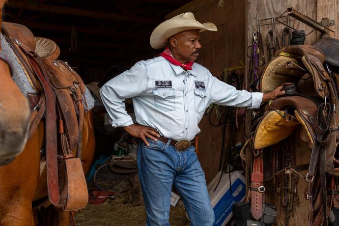 cowboy in a stable