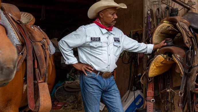 cowboy in a stable