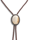 Closeup detail view of Iron Lamb Fossilized Coral Bolo - Cream / Black