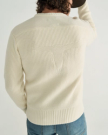 Back view of Men's Crew Neck Desert Sweater - Whisper White on model